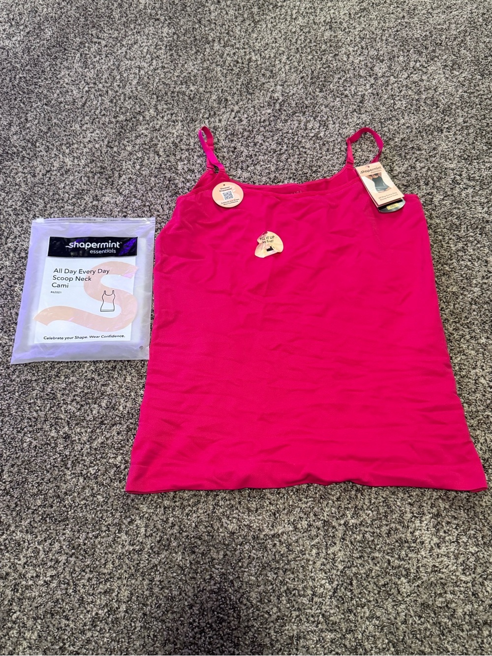Shapermint NWT Hot Pink/Reddish Scoop Neck Cami - Adjustable Straps